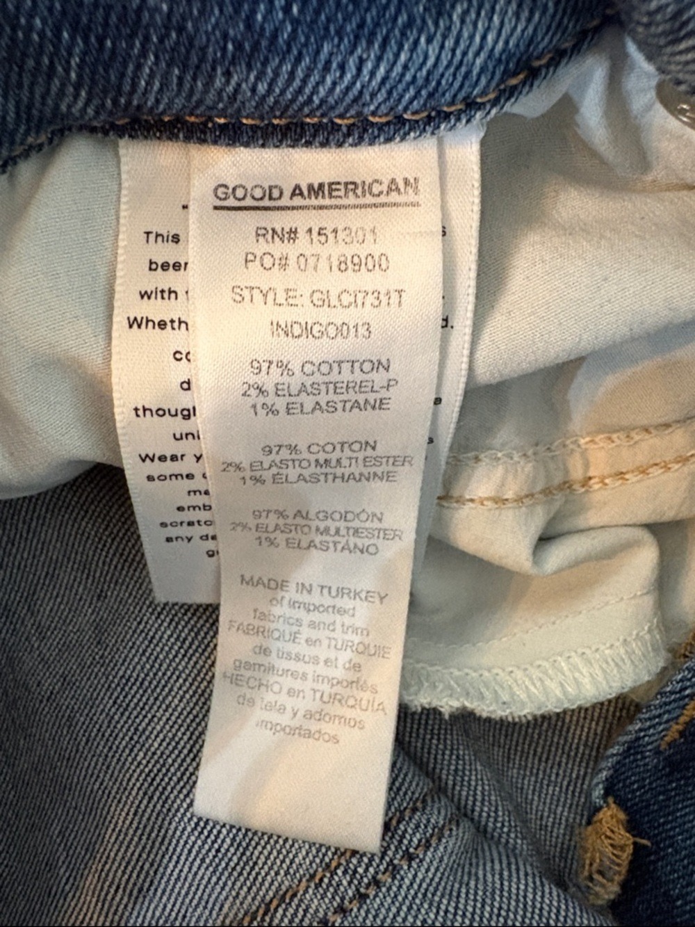 Good American Good Legs Skinny Jeans Indigo Distressed Size 8/29 NWT - Picture 7 of 8